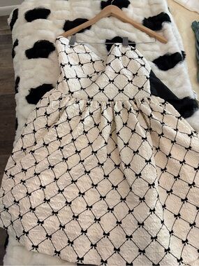 bohme Strapless Cream Dress with Black Bow Grid